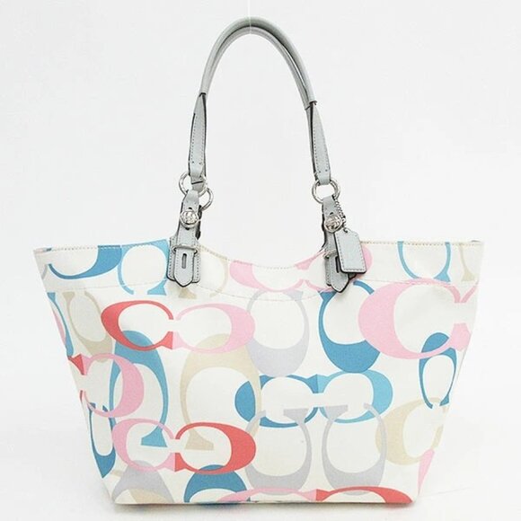 Rare Coach Pastel Signature C's Tote Bag Purse m - Picture 1 of 9